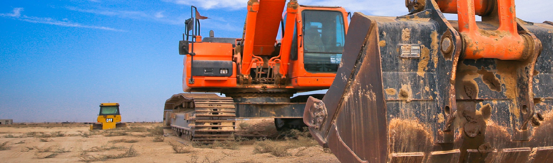 closeup of heavy equipment and earth movers